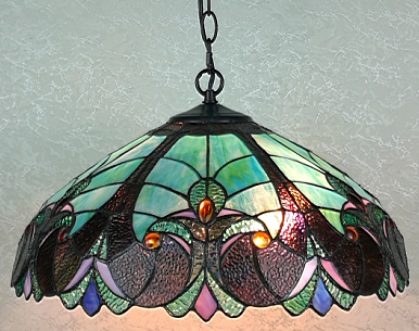 7614-18HL - handcrafted Tiffany stained glass lamp