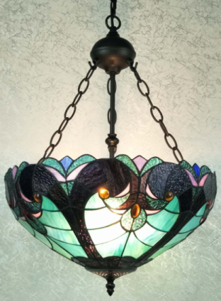 7614-18RH - handcrafted Tiffany stained glass lamp
