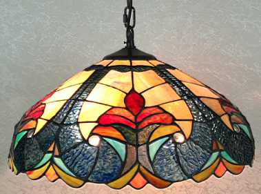 7618-16HL - handcrafted Tiffany stained glass lamp