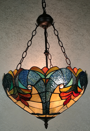 7618-16RH - handcrafted Tiffany stained glass lamp