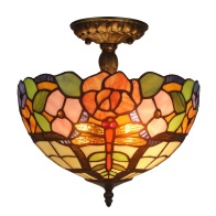 Tiffany Ceiling & Pendant Lamp - AM050CL12 - handcrafted Tiffany stained glass lamp