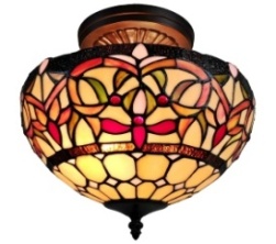 Tiffany Ceiling & Pendant Lamp - AM1081HL12 - handcrafted Tiffany stained glass lamp