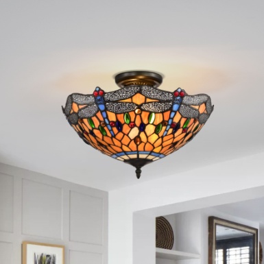 Tiffany Ceiling & Pendant Lamp - SC162030 - handcrafted Tiffany stained glass lamp