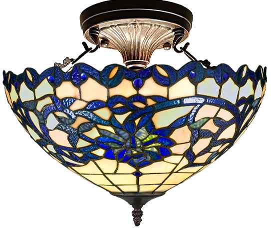 Tiffany Ceiling & Pendant Lamp - TF473-14CL - handcrafted Tiffany stained glass lamp