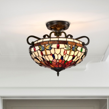Tiffany Ceiling & Pendant Lamp - TYD16SF - handcrafted Tiffany stained glass lamp