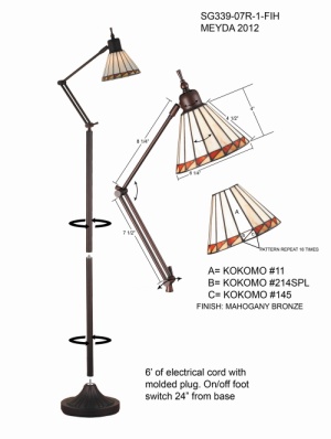 Tiffany Floor Lamp - SG339-07R-1-FIH - handcrafted Tiffany stained glass lamp