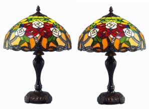 DYL1238TL/SET - handcrafted Tiffany stained glass lamp