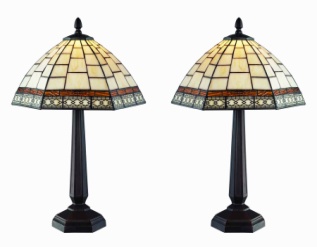 DYL1435TL/SET - handcrafted Tiffany stained glass lamp
