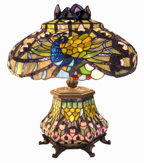 2954 LSH - handcrafted Tiffany stained glass lamp