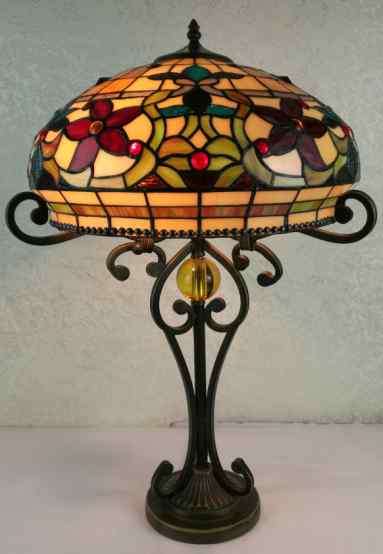 Tiffany Table Lamp - BR003R - handcrafted Tiffany stained glass lamp