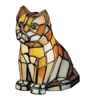Tiffany Table Lamp - KITTEN-2 - handcrafted Tiffany stained glass lamp