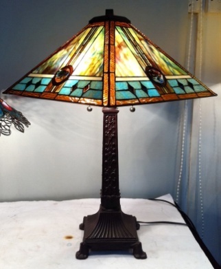 Tiffany Table Lamp - MS147-23-2-RHI20 - handcrafted Tiffany stained glass lamp
