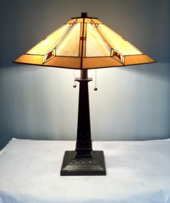 Tiffany Table Lamp - MS157-24-1-RGQ20S - handcrafted Tiffany stained glass lamp