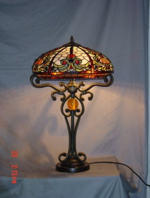 Tiffany Table Lamp - SG128-16-1-RFY20 - handcrafted Tiffany stained glass lamp