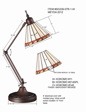 Tiffany Table Lamp - SG339-07R-1-IH - handcrafted Tiffany stained glass lamp