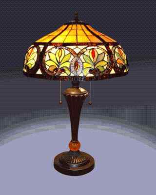 T16014G - handcrafted Tiffany stained glass lamp