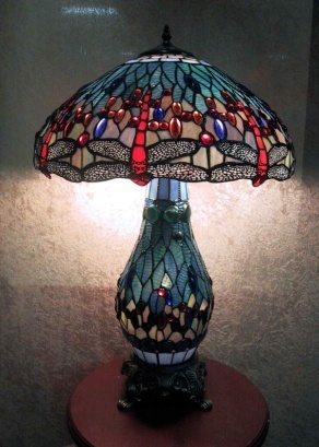 T18275TGRB - handcrafted Tiffany stained glass lamp