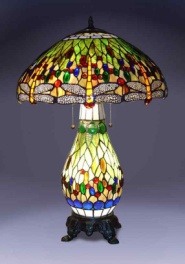 T18275TGRG - handcrafted Tiffany stained glass lamp