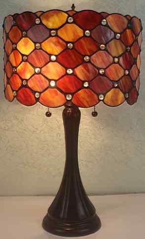TF7048TL RED - handcrafted Tiffany stained glass lamp