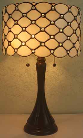 TF7048TL WHITE - handcrafted Tiffany stained glass lamp