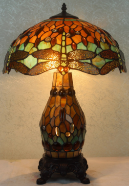 TP1P2/16YDBL - handcrafted Tiffany stained glass lamp