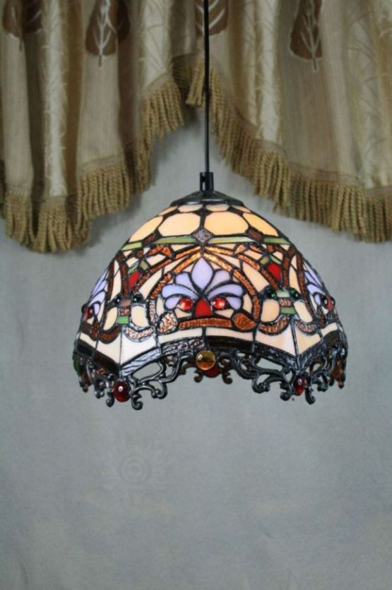 Tiffany 10 Inch Hanging Lamp - TADD10010 - handcrafted Tiffany stained glass lamp