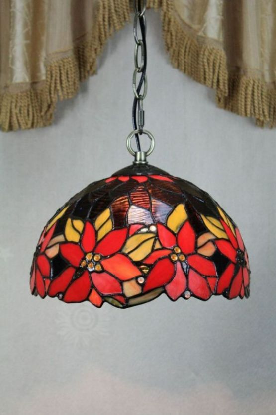 Tiffany 10 Inch Hanging Lamp - TADD10011 - handcrafted Tiffany stained glass lamp
