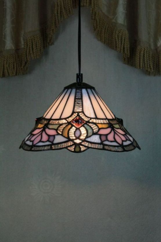Tiffany 10 Inch Hanging Lamp - TADD10012 - handcrafted Tiffany stained glass lamp