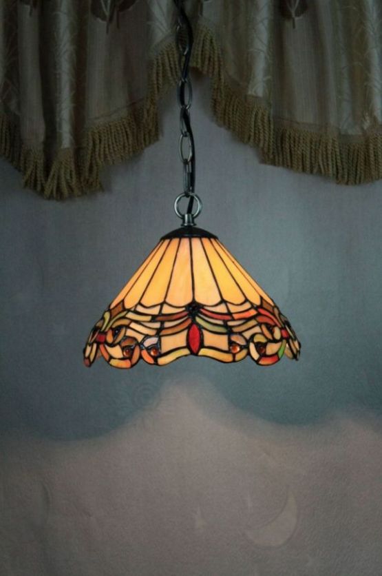 Tiffany 10 Inch Hanging Lamp - TADD1002 - handcrafted Tiffany stained glass lamp