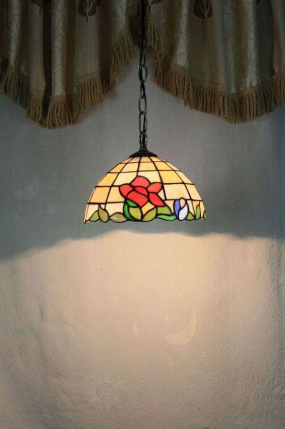 Tiffany 10 Inch Hanging Lamp - TADD10038 - handcrafted Tiffany stained glass lamp