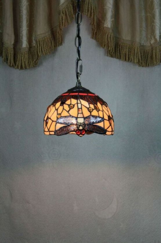 Tiffany 10 Inch Hanging Lamp - TADD1004 - handcrafted Tiffany stained glass lamp
