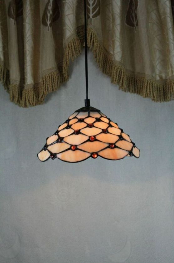Tiffany 10 Inch Hanging Lamp - TADD1006 - handcrafted Tiffany stained glass lamp