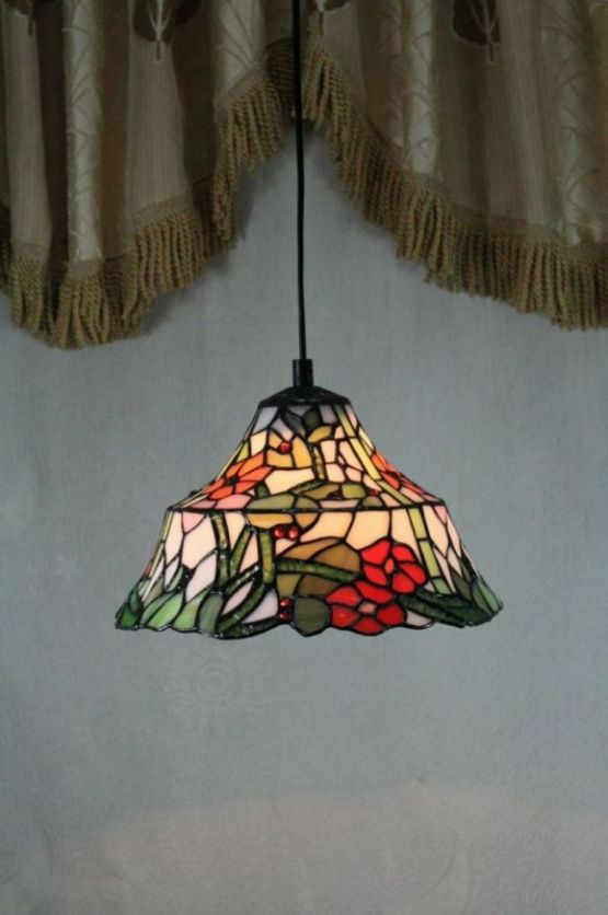 Tiffany 10 Inch Hanging Lamp - TADD1007 - handcrafted Tiffany stained glass lamp