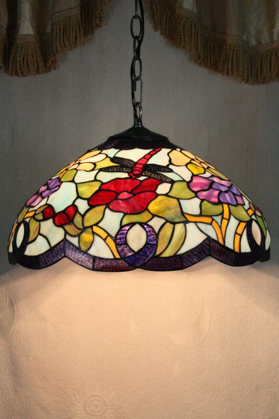 Tiffany 16 Inch Hanging Lamp 2 - TADD16101 - handcrafted Tiffany stained glass lamp