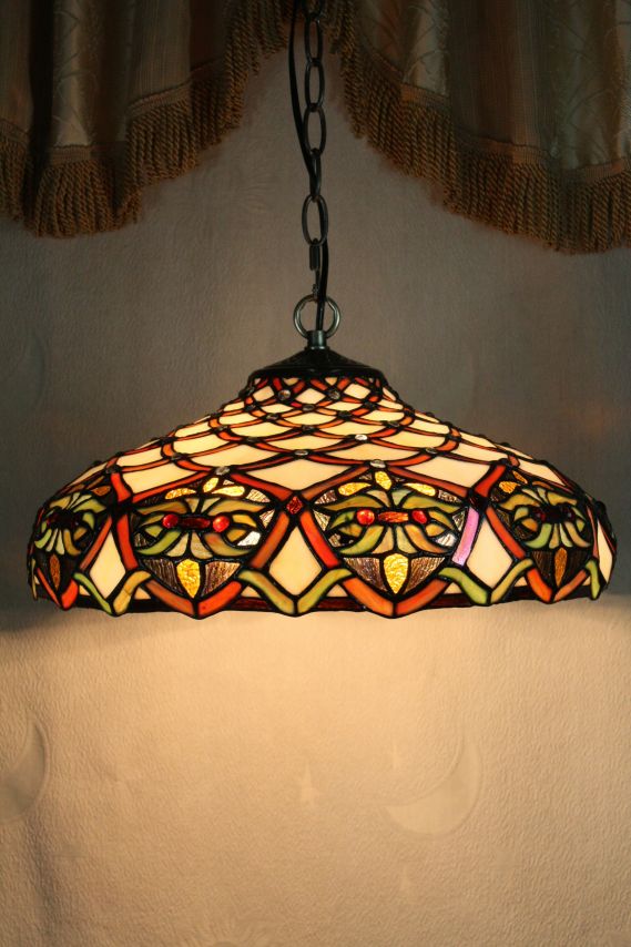 Tiffany 16 Inch Hanging Lamp 2 - TADD1610100 - handcrafted Tiffany stained glass lamp