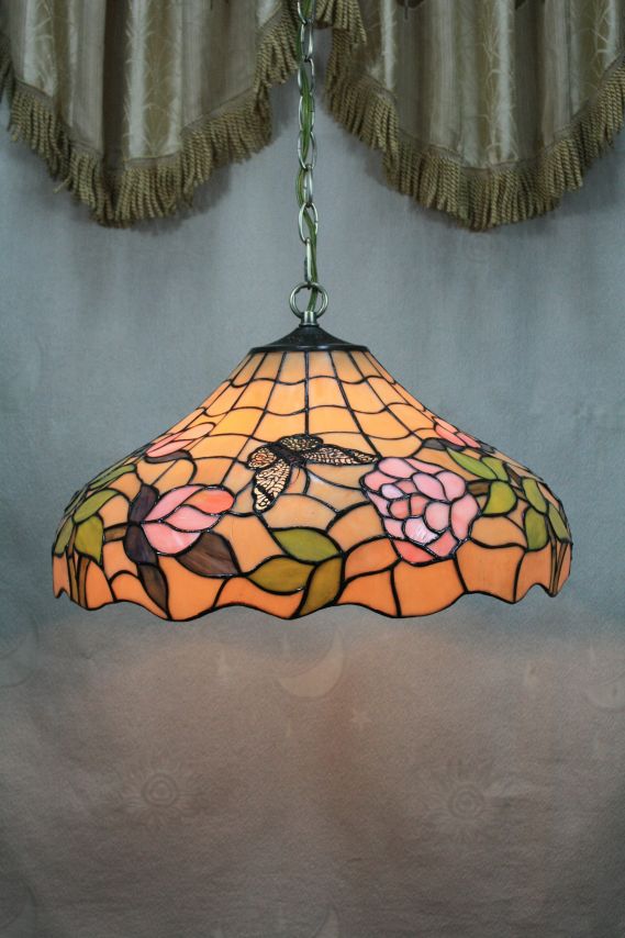 Tiffany 16 Inch Hanging Lamp 2 - TADD161011 - handcrafted Tiffany stained glass lamp