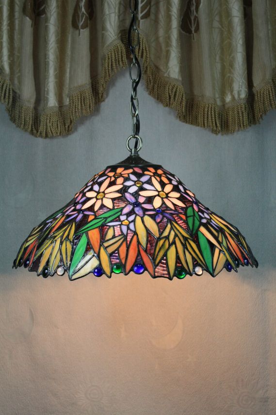 Tiffany 16 Inch Hanging Lamp 2 - TADD161015 - handcrafted Tiffany stained glass lamp