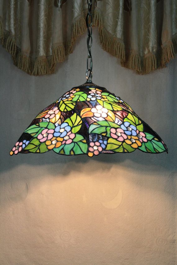 Tiffany 16 Inch Hanging Lamp 2 - TADD161018 - handcrafted Tiffany stained glass lamp