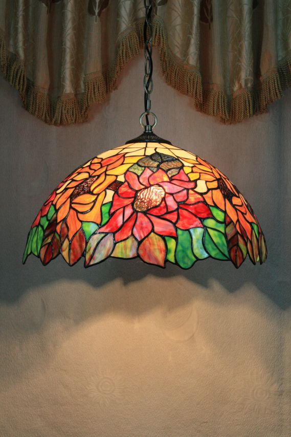 Tiffany 16 Inch Hanging Lamp 2 - TADD161022 - handcrafted Tiffany stained glass lamp