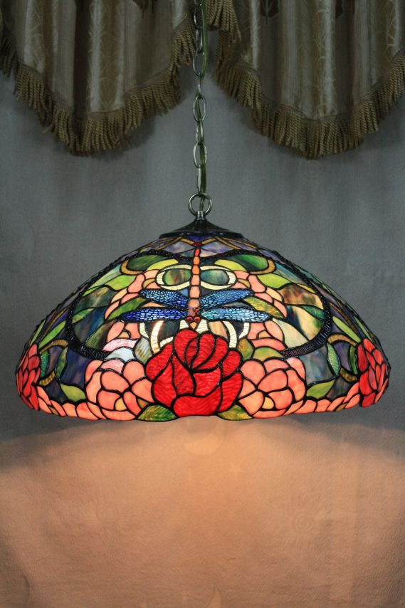 Tiffany 16 Inch Hanging Lamp 2 - TADD161024 - handcrafted Tiffany stained glass lamp