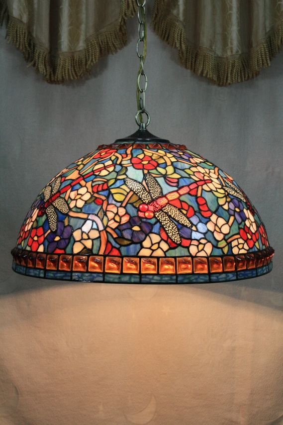 Tiffany 16 Inch Hanging Lamp 2 - TADD161025 - handcrafted Tiffany stained glass lamp