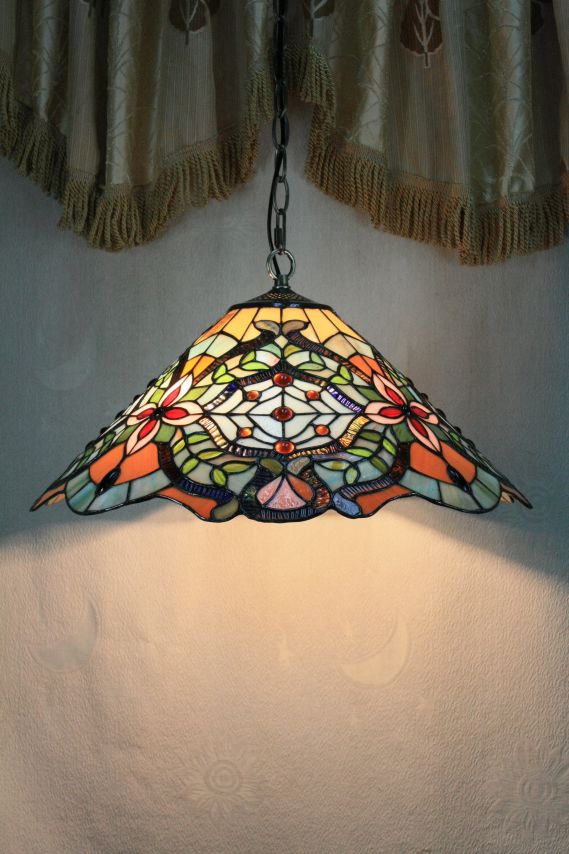 Tiffany 16 Inch Hanging Lamp 2 - TADD161027 - handcrafted Tiffany stained glass lamp