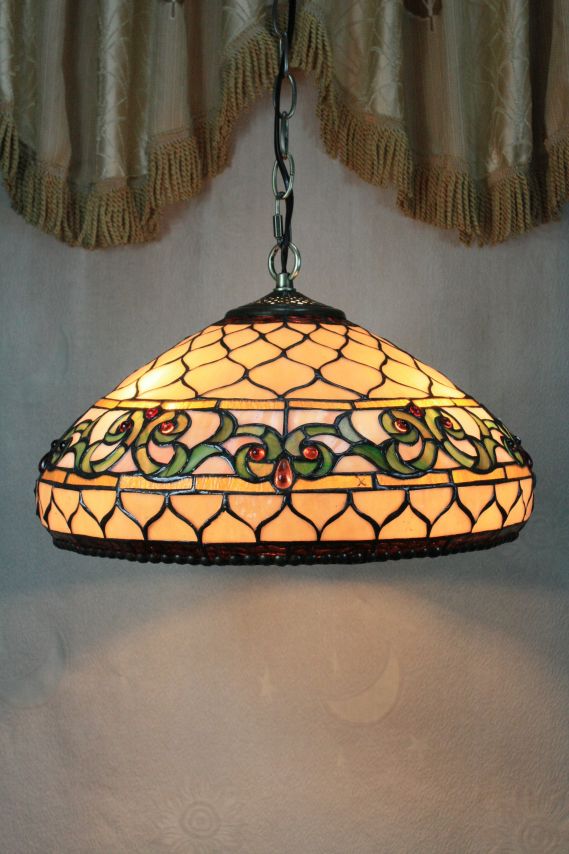 Tiffany 16 Inch Hanging Lamp 2 - TADD161028 - handcrafted Tiffany stained glass lamp