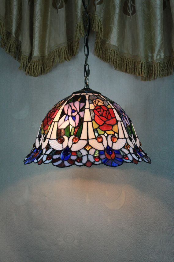 Tiffany 16 Inch Hanging Lamp 2 - TADD161029 - handcrafted Tiffany stained glass lamp