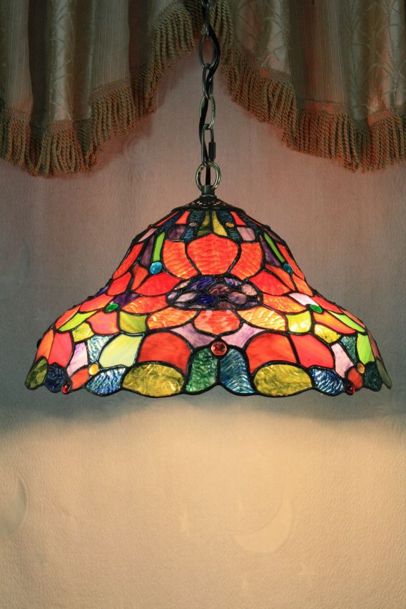 Tiffany 16 Inch Hanging Lamp 2 - TADD161030 - handcrafted Tiffany stained glass lamp