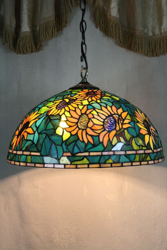 Tiffany 16 Inch Hanging Lamp 2 - TADD161037 - handcrafted Tiffany stained glass lamp