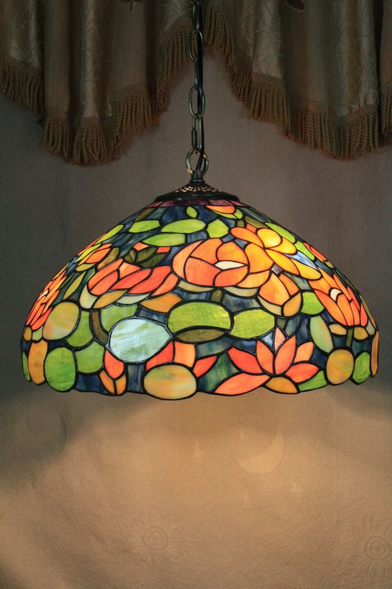 Tiffany 16 Inch Hanging Lamp 2 - TADD161038 - handcrafted Tiffany stained glass lamp