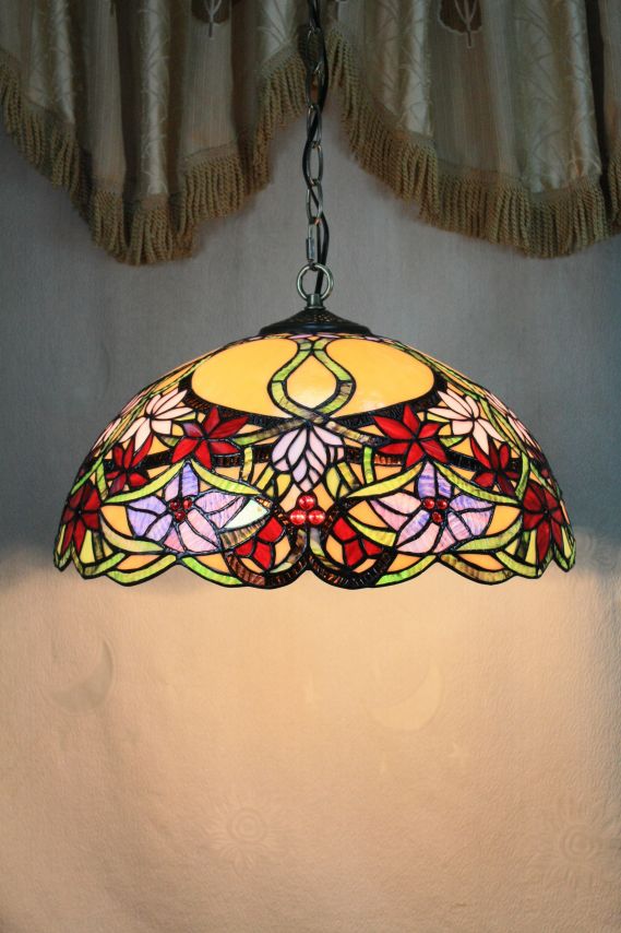 Tiffany 16 Inch Hanging Lamp 2 - TADD16104 - handcrafted Tiffany stained glass lamp