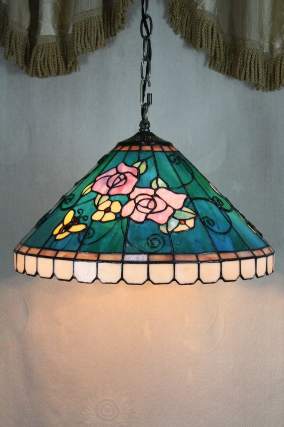 Tiffany 16 Inch Hanging Lamp 2 - TADD161040 - handcrafted Tiffany stained glass lamp