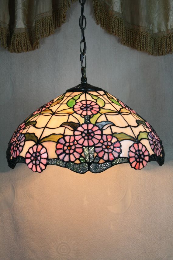 Tiffany 16 Inch Hanging Lamp 2 - TADD161041 - handcrafted Tiffany stained glass lamp